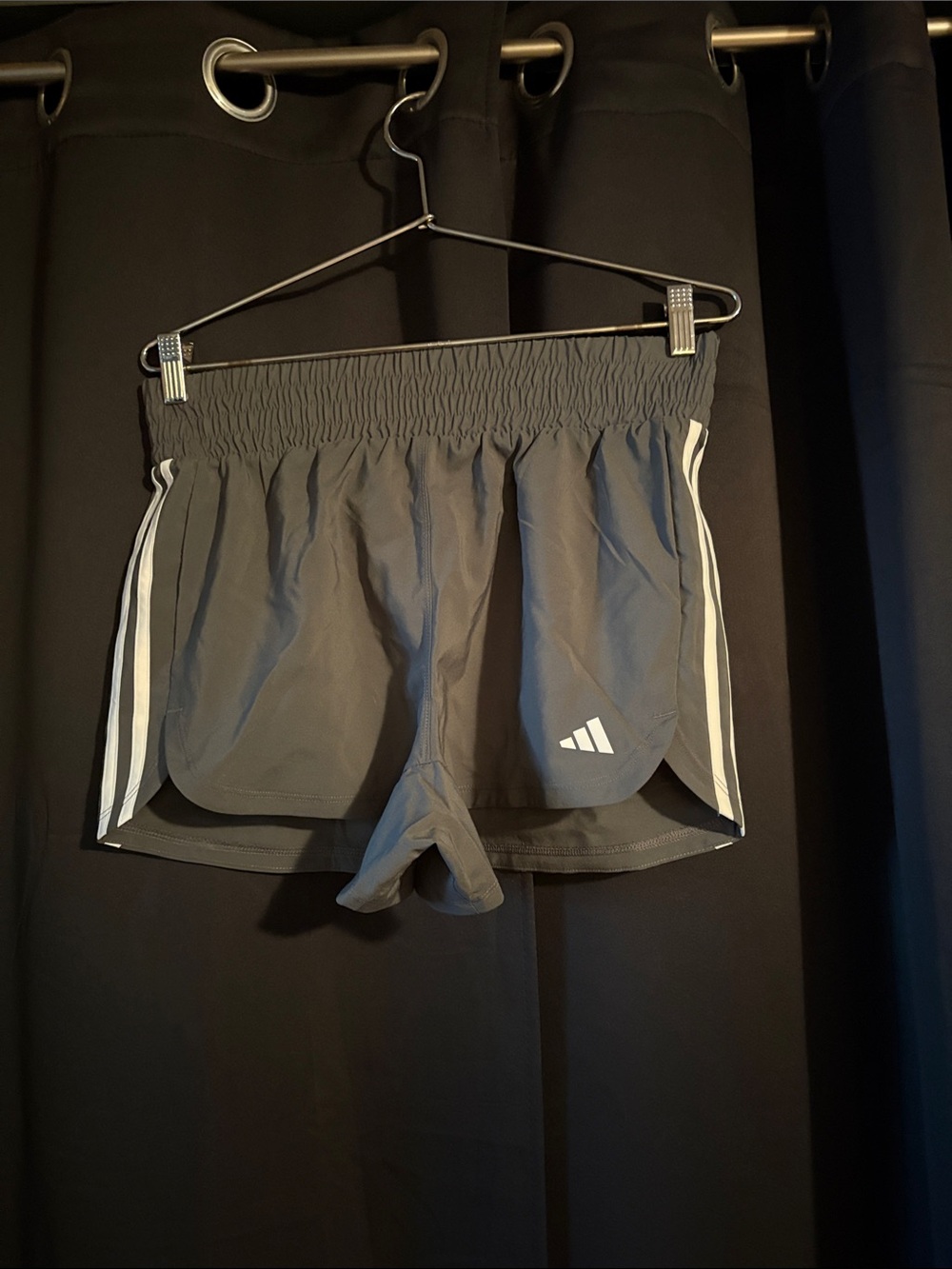 adidas Grey Athletic Shorts with White Stripes
